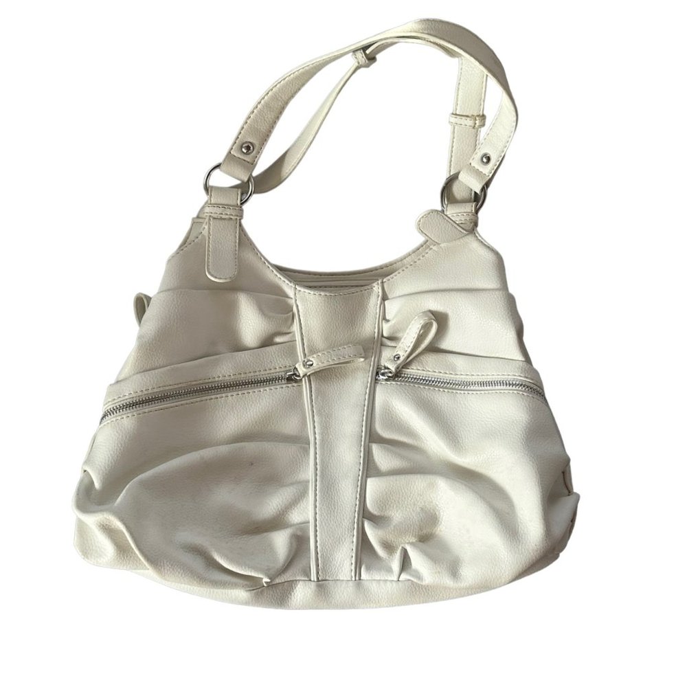 Apt 9 Y2K White Handbag Shoulder Bag Zippers 3 Compartments Slouchy Hobo
